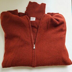 Burgundy 100% cashmere J Crew hoodie zip-up sweater - Size Large